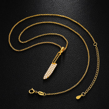 Pendentif couteau fruit en moissanite et argent sterling