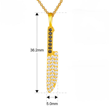 Pendentif couteau fruit en moissanite et argent sterling