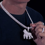 MOISSANITE GORILLA PENDANT IN STERLING SILVER