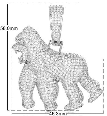 Pendentif gorille en moissanite et argent sterling
