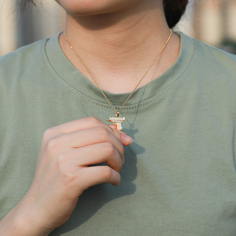 MOISSANITE GUN PENDANT IN STERLING SILVER