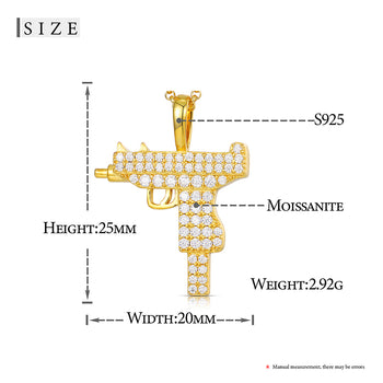 MOISSANIT-PISTOLENAHME AUS STERLINGSILBER