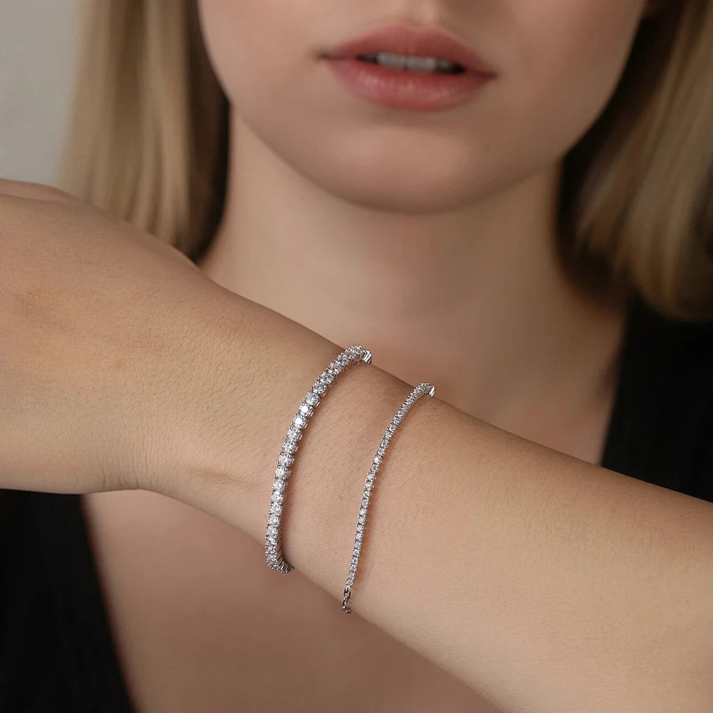 MOISSANITE HALF TENNIS HALF PAPERCLIP CHAIN BRACELET IN STERLING SILVER