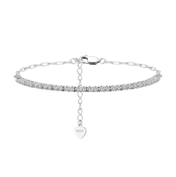 MOISSANITE HALF TENNIS HALF PAPERCLIP CHAIN BRACELET IN STERLING SILVER