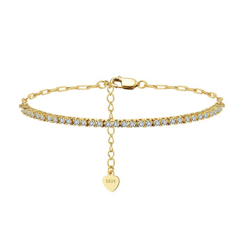 MOISSANITE HALF TENNIS HALF PAPERCLIP CHAIN BRACELET IN STERLING SILVER