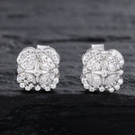 MOISSANITE HALO BLOOM STUD EARRING IN STERLING SILVER