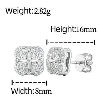 Boucles d'oreilles à clous en argent sterling avec halo de moissanite 