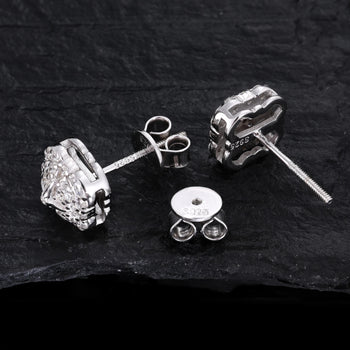 Boucles d'oreilles à clous en argent sterling avec halo de moissanite 