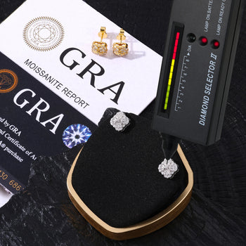 Boucles d'oreilles à clous en argent sterling avec halo de moissanite 