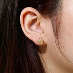 MOISSANITE HALO BLOOM STUD EARRING IN STERLING SILVER
