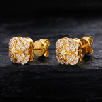MOISSANITE HALO BLOOM STUD EARRING IN STERLING SILVER