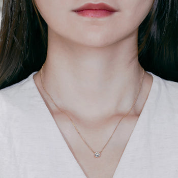 MOISSANITE HALO LIGHT NECKLACE IN SOLID GOLD