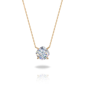 MOISSANITE HALO LIGHT NECKLACE IN SOLID GOLD