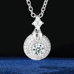 MOISSANITE HALO SPHERE PENDANT IN STERLING SILVER