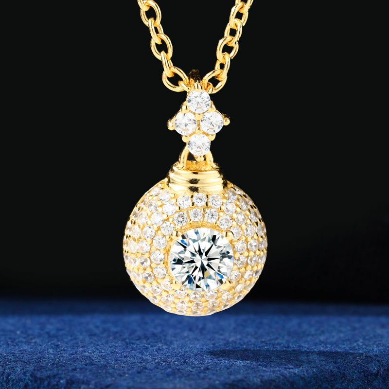 MOISSANITE HALO SPHERE PENDANT IN STERLING SILVER