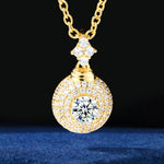 MOISSANITE HALO SPHERE PENDANT IN STERLING SILVER