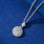 MOISSANITE HALO SPHERE PENDANT IN STERLING SILVER