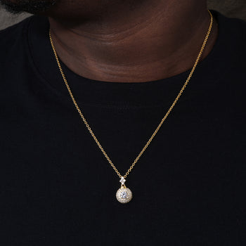 Pendentif en argent sterling avec halo de moissanite 