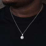 MOISSANITE HALO SPHERE PENDANT IN STERLING SILVER