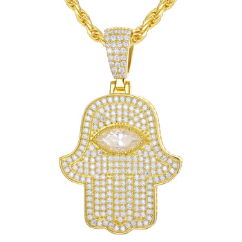 MOISSANIT-HAMSA-HAND-ANHÄNGER AUS STERLINGSILBER {STIL 2}