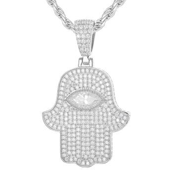 MOISSANIT-HAMSA-HAND-ANHÄNGER AUS STERLINGSILBER {STIL 2}