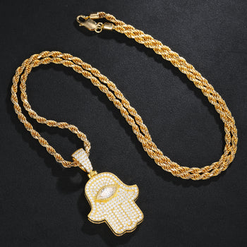 MOISSANIT-HAMSA-HAND-ANHÄNGER AUS STERLINGSILBER {STIL 2}