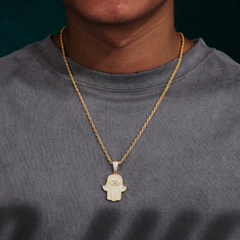 MOISSANIT-HAMSA-HAND-ANHÄNGER AUS STERLINGSILBER {STIL 2}