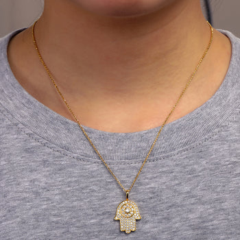 Pendentif main de Hamsa en moissanite et argent sterling {STYLE 3}