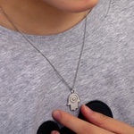 MOISSANITE HAMSA HAND PENDANT IN STERLING SILVER {STYLE 3}