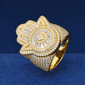 Bague Hamsa en moissanite et argent sterling