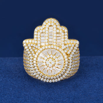 Bague Hamsa en moissanite et argent sterling