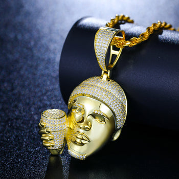 Collier pendentif tête et coupe en moissanite, en argent sterling