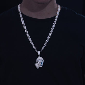 Collier pendentif tête et coupe en moissanite, en argent sterling