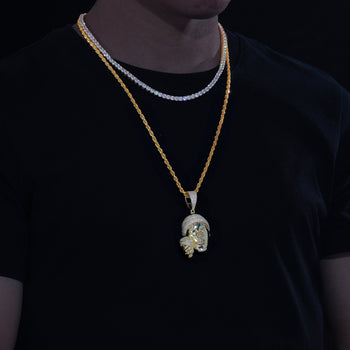 Collier pendentif tête et coupe en moissanite, en argent sterling