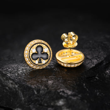 Boucles d'oreilles clous en moissanite en forme de cœur et de trèfle, en argent sterling