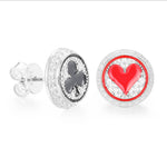 MOISSANITE HEART AND CLUB STUD EARRINGS IN STERLING SILVER