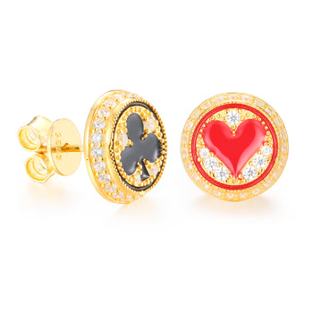 Boucles d'oreilles clous en moissanite en forme de cœur et de trèfle, en argent sterling