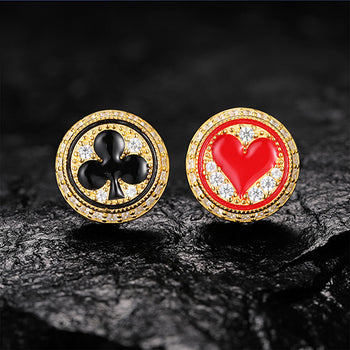 Boucles d'oreilles clous en moissanite en forme de cœur et de trèfle, en argent sterling