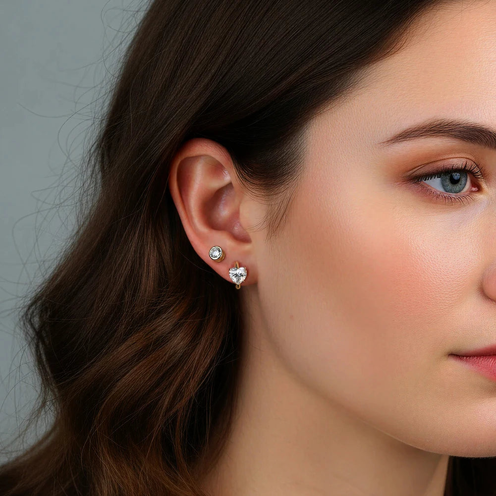 MOISSANITE HEART CUT HOOP EARRINGS IN STERLING SILVER