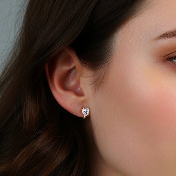 MOISSANITE HEART CUT HOOP EARRINGS IN STERLING SILVER