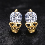 MOISSANITE HEART GHOST STUD EARRINGS IN STERLING SILVER