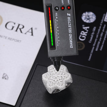 Sechseckiger Schneeflockenring aus Moissanit in Sterlingsilber