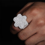 MOISSANITE HEXAGON SNOWFLAKE RING IN STERLING SILVER