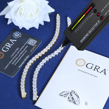 Tennisarmband mit Moissanit im sechseckigen Asscher-Schliff aus Sterlingsilber 