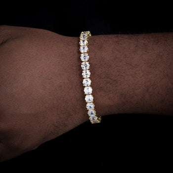 Tennisarmband mit Moissanit im sechseckigen Asscher-Schliff aus Sterlingsilber 