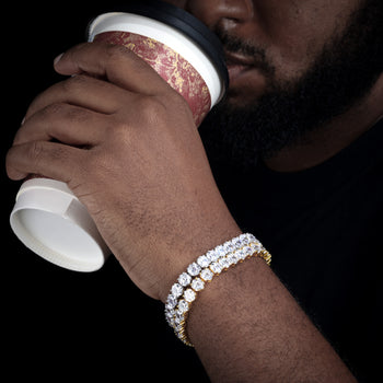 Tennisarmband mit Moissanit im sechseckigen Asscher-Schliff aus Sterlingsilber 