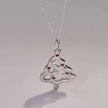 Pendentif Arbre Magique des Fêtes en Moissanite et Argent Sterling