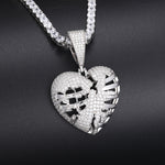 MOISSANITE HOLLOW HEART PENDANT NECKLACE IN STERLING SILVER