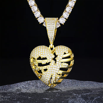 COLLIER PENDENTIF CŒUR CRÉDENT EN MISSANITE ET ARGENT MASSIF