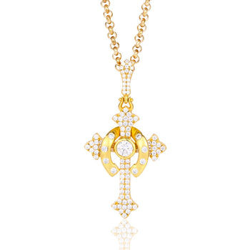 PENDENTIF CRÂNE-CROIX EN MOISANITE ET DIAMANTS 